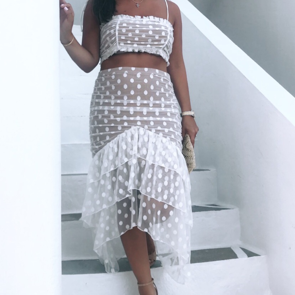 two piece white Majorelle set cropped worn once